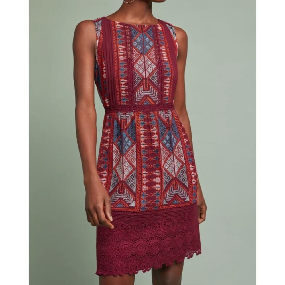 Anthropologie Akemi + Kin Red and Blue Patterned Dress